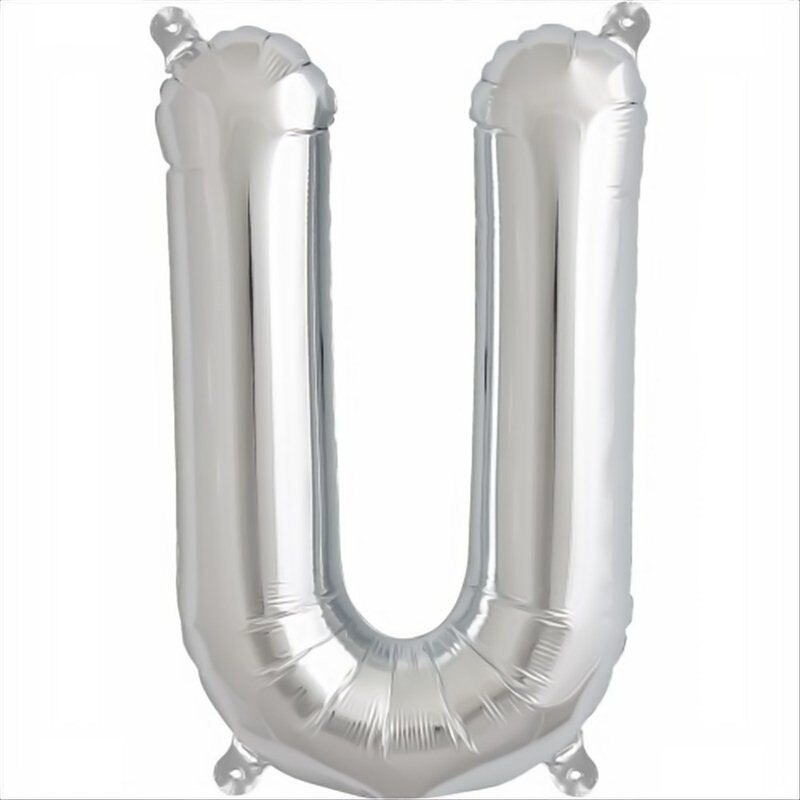 Balon folie, forma U litera, culoare argintiu, 105 cm, 1 buc
