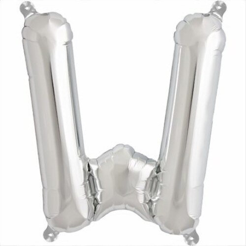 Balon folie, forma W litera, culoare argintiu, 105 cm, 1 buc