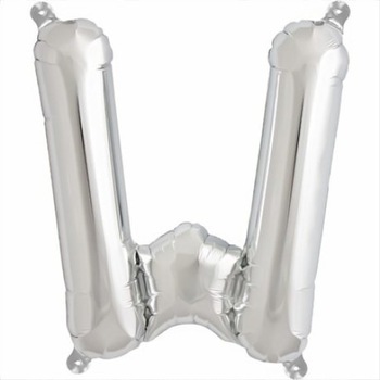 Balon folie, forma W litera, culoare argintiu, 105 cm, 1 buc Balon folie, forma W litera, culoare argintiu, 105 cm, 1 buc