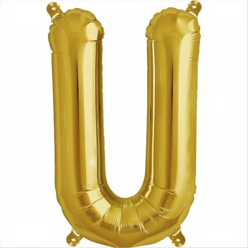 Balon folie, forma U litera, culoare auriu, 41 cm, 1 buc
