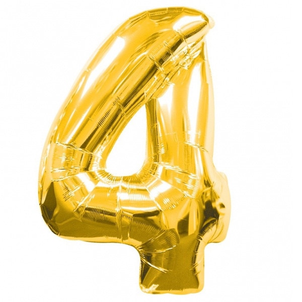 Balon folie, cifra 4, culoare auriu, 105cm, 1 buc