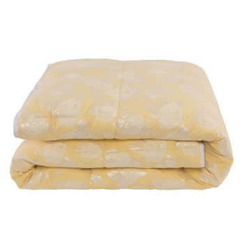 Pilota Pernador 160cm x200cm din puf si pana de gasca, crem cu trandafiri argintii Pilota Pernador 160cm x200cm din puf si pana de gasca, crem cu trandafiri argintii