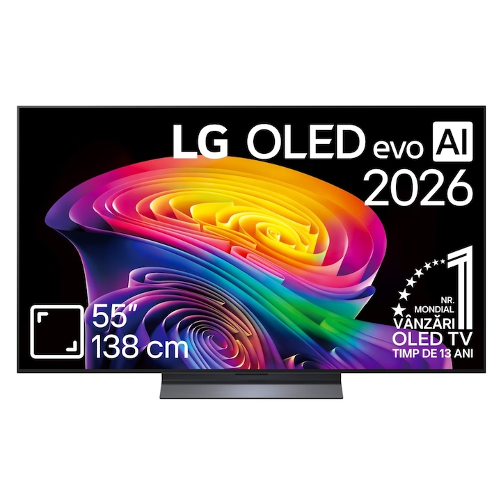 LG OLED83G68LW evo AI G6 4K, 210 cm, 4K UHD, HDR, Smart TV, control vocal (Google Assistant), Dolby Atmos, 120 Hz, WebOS 26, suport inclus