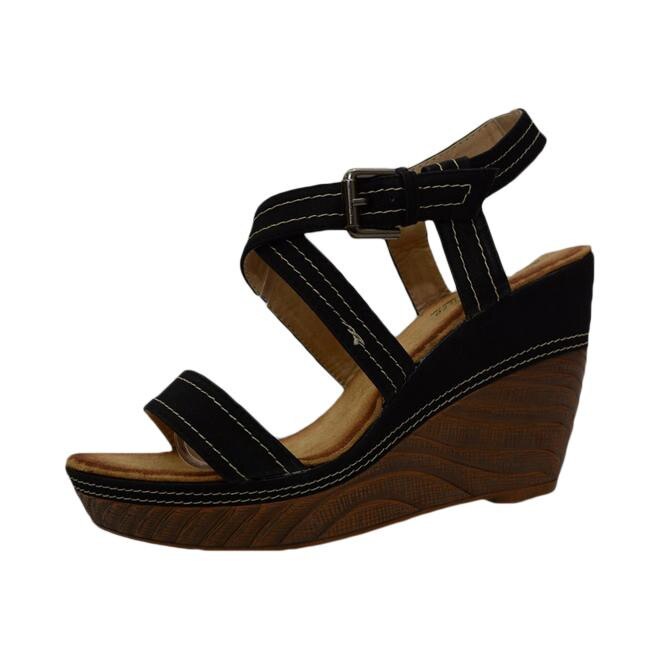 Sandale de vara cu talpa inalta si model din bretele, D&J Exclusive, Negru, 40