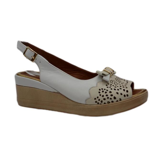 Sandale cu talpa plina si varf decupat, D&J Exclusive, Alb