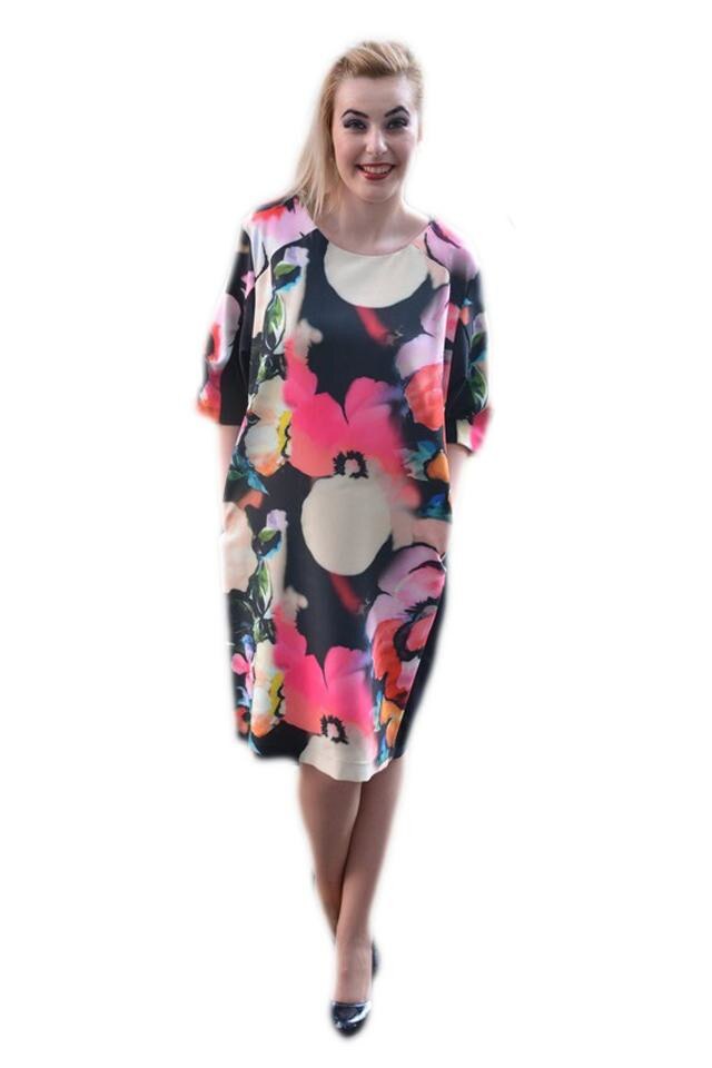 Rochie de zi cu imprimeu floral, D&J Exclusive, Multicolor