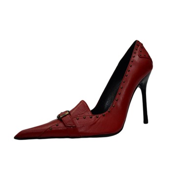 Pantofi trendy, strasuri aurii aplicate lateral, D&J Exclusive, Rosu Pantofi trendy, strasuri aurii aplicate lateral, D&J Exclusive, Rosu