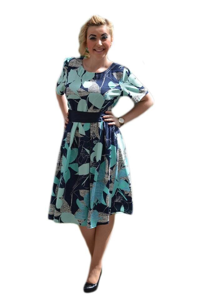 Rochie moderna cu cordon in talie,D&J Exclusive, Albastru/Turcoaz