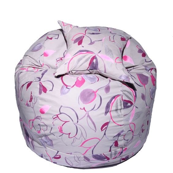 Set Fotoliu Puf pentru Copii (5-16 ani) Matusalem + Perna decorativa - Flower Buds (Gama Premium) umplut cu fulgi de burete memory mix®