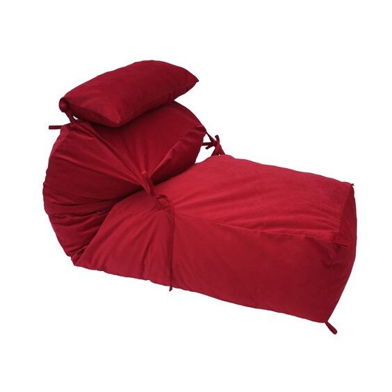 Fotoliu Pufrelax Yoga XL + Perna - Red Diamond (Gama Plush Honey) umplut cu fulgi de burete memory mix®