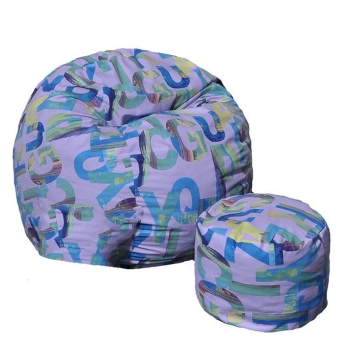 Pufrelax fotelszett gyerekeknek (5-16 éves) Matusalem + Ottoman - Serenity (prémium sorozat), memória mix szivacspelyhekkel töltve