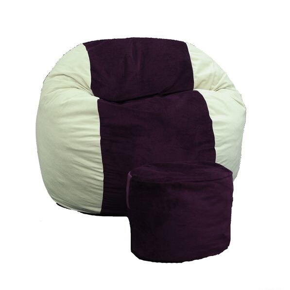 Set Fotoliu Puf pentru Copii (5-16 ani) Matusalem + Otoman -Beige & Amethyst (Gama Diamond) umplut cu fulgi de burete memory mix®