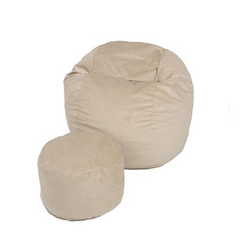 Set Fotoliu Puf pentru Copii (5-16 ani) Matusalem + Otoman - Beige (Gama Plush Honey) umplut cu fulgi de burete memory mix® Set Fotoliu Puf pentru Copii (5-16 ani) Matusalem + Otoman - Beige (Gama Plush Honey) umplut cu fulgi de burete memory mix®