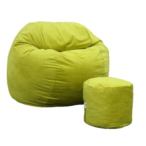 Set Fotoliu Puf pentru Copii (5-16 ani) Matusalem + Otoman - Olive (Gama Diamond) umplut cu fulgi de burete memory mix®