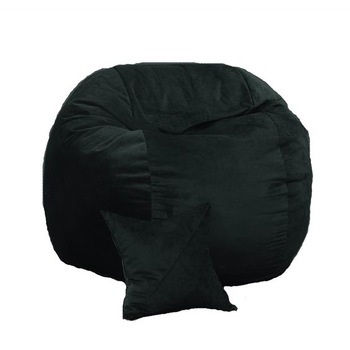 Set Fotoliu Puf King Size + Perna decorativa - Black Velvet (Gama Plush Honey) umplut cu fulgi de burete memory mix® Set Fotoliu Puf King Size + Perna decorativa - Black Velvet (Gama Plush Honey) umplut cu fulgi de burete memory mix®