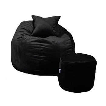 Set Fotoliu Puf Matusalem + Otoman + Perna decorativa - Black Velvet (Gama Plush Honey) umplut cu fulgi de burete memory mix® Set Fotoliu Puf Matusalem + Otoman + Perna decorativa - Black Velvet (Gama Plush Honey) umplut cu fulgi de burete memory mix®