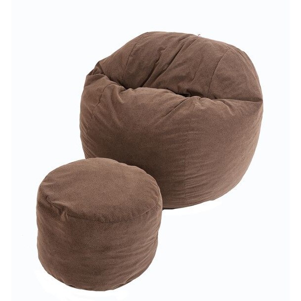 Set Fotoliu Puf Matusalem + Otoman - Brown Muffin (Gama Plush Honey) umplut cu fulgi de burete memory mix®