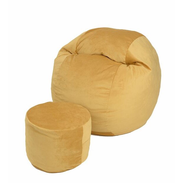 Set Fotoliu Puf pentru Copii (5-16 ani) Matusalem + Otoman - Lemon (Gama Diamond) umplut cu fulgi de burete memory mix®