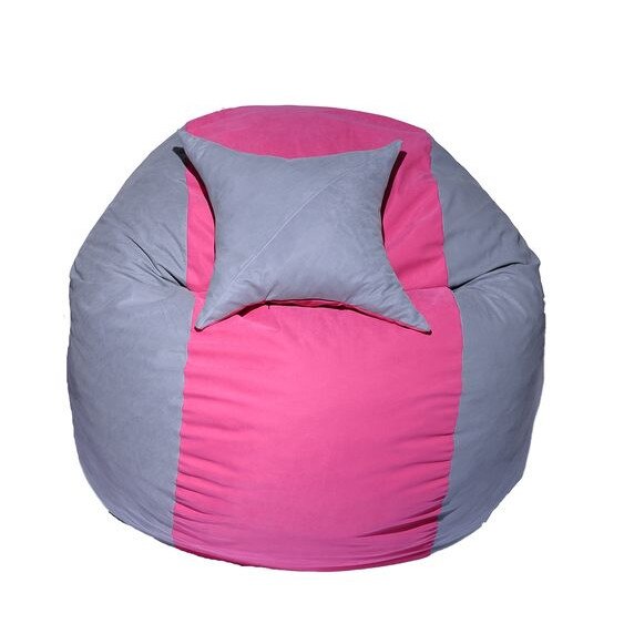 Set Fotoliu Puf pentru Copii (5-16 ani) Matusalem + Perna decorativa - Pink Stripe (Gama Premium) umplut cu fulgi de burete memory mix®