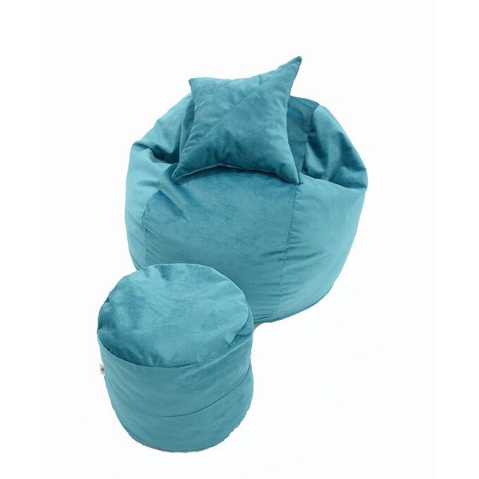 Set Fotoliu Puf pentru copii (5-16 ani) Matusalem + Otoman + Perna decorativa - Puddle (Gama Diamond) umplut cu fulgi de burete memory mix®