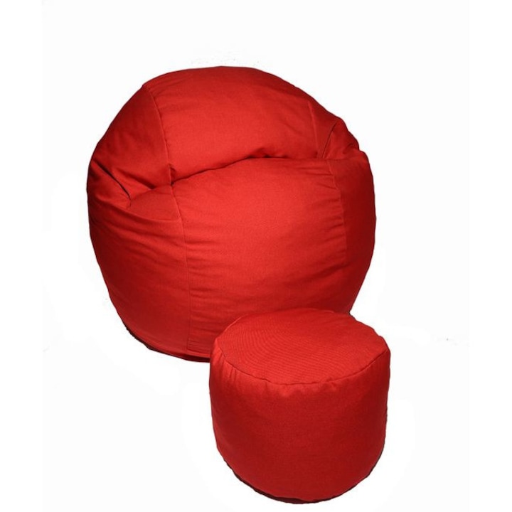 Pufrelax Montana Red (Gama Diamond) babzsákfotel szett, gyerekeknek (5-16 éves), Matusalem + Ottoman, keverék memória szivacspelyhekkel töltve