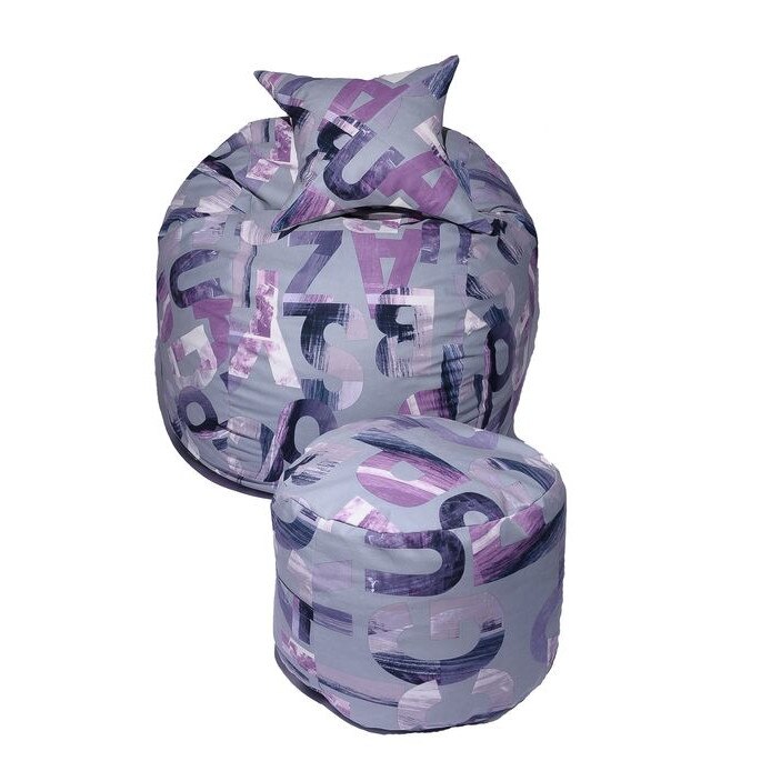 Set Fotoliu Puf pentru copii (5-16 ani) Matusalem + Otoman + Perna decorativa - Mystique (Gama Premium) umplut cu fulgi de burete memory mix®