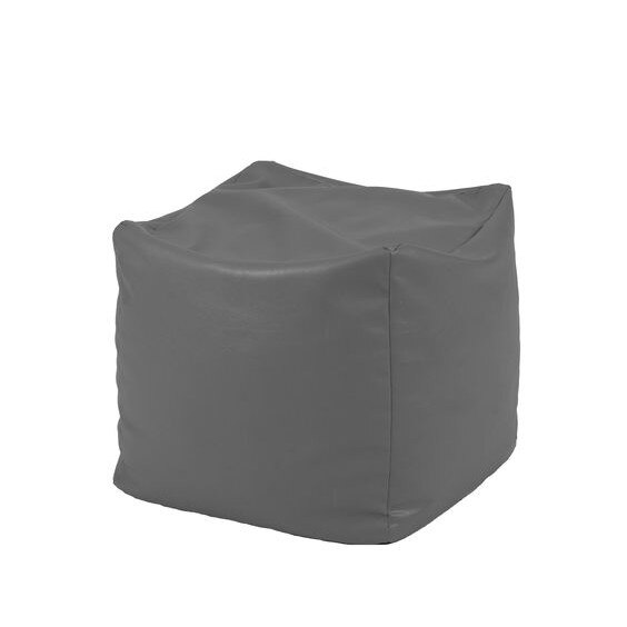 Fotoliu Taburet Cub - Dark Grey (GAMA PREMIUM PU) umplut cu perle polistiren