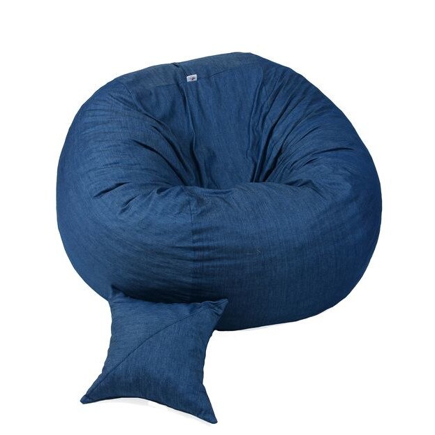 Set Fotoliu Puf Matusalem + Perna decorativa - Blue Denim (Gama Savana) umplut cu fulgi de burete memory mix®