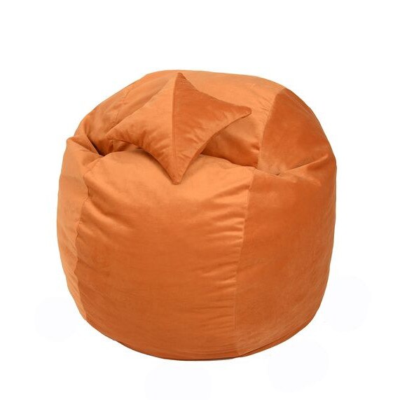 Set Fotoliu Puf pentru Copii (5-16 ani) Matusalem + Perna decorativa - Orange (Gama Diamond) umplut cu fulgi de burete memory mix®