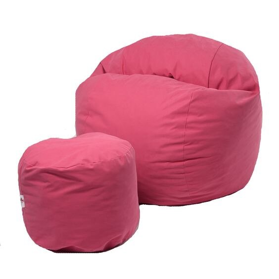 Set Fotoliu Puf pentru Copii (5-16 ani) Matusalem + Otoman - Pink (Gama Premium) umplut cu fulgi de burete memory mix®