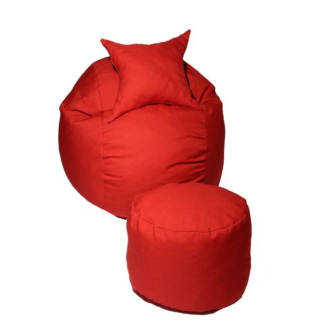 Set Fotoliu Puf pentru copii (5-16 ani) Matusalem + Otoman + Perna decorativa - Montana Red (Gama Diamond) umplut cu fulgi de burete memory mix®