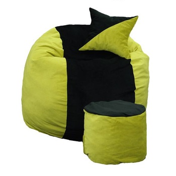 Set Fotoliu Puf pentru copii (5-16 ani) Matusalem + Otoman + Perna decorativa - Black&Green (Gama Diamond) umplut cu fulgi de burete memory mix® Set Fotoliu Puf pentru copii (5-16 ani) Matusalem + Otoman + Perna decorativa - Black&Green (Gama Diamond) umplut cu fulgi de burete memory mix®