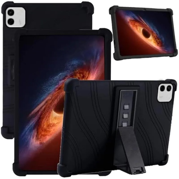 Husa pentru HONOR MagicPad 4/MagicPad4 12, 3 inch, cu suport reglabil din PC, silicon flexibil moale, colturi intarite, husa de protectie anti-cadere, rezistenta la socuri si anti-zgarieturi, neagra