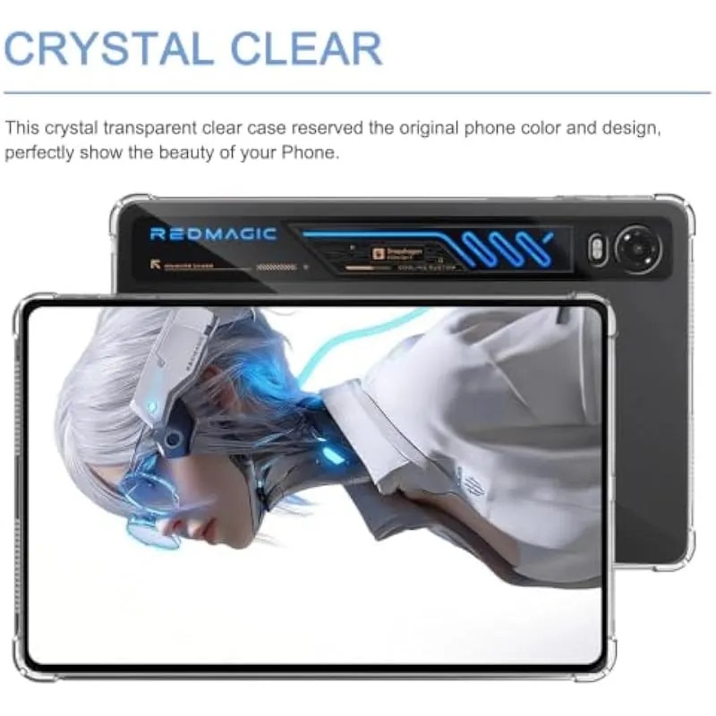 Husa pentru Redmagic Astra 2 Gaming/RedMagic Tablet 5 Pro 9.06 inch, usoara, flexibila, moale, TPU, cu colturi ranforsate, protectie impotriva caderii airbag-ului, husa spate rezistenta la socuri si zgarieturi, transparenta