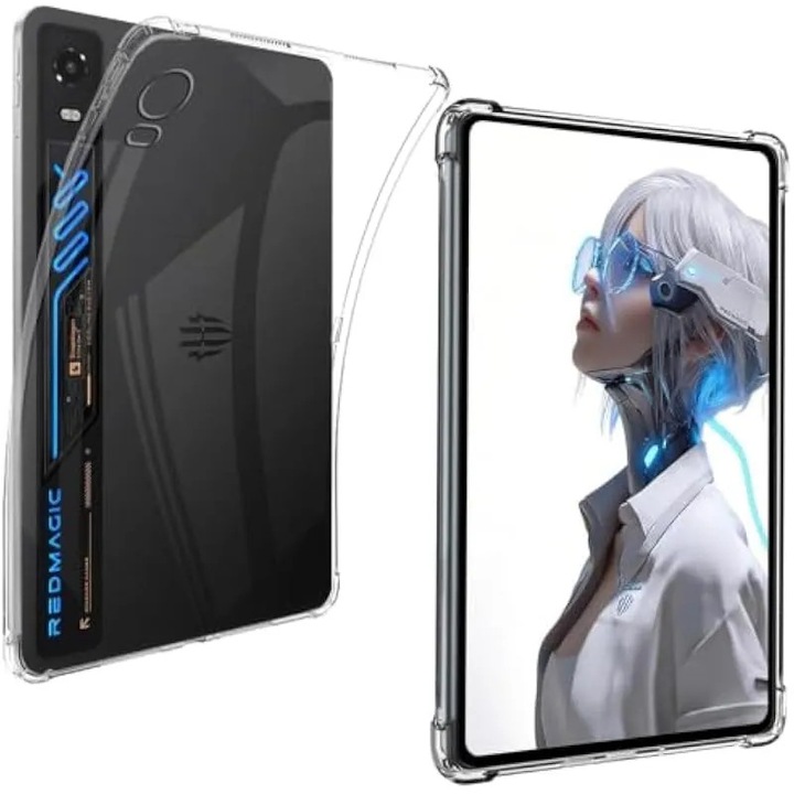 Husa pentru Redmagic Astra 2 Gaming/RedMagic Tablet 5 Pro 9.06 inch, usoara, flexibila, moale, TPU, cu colturi ranforsate, protectie impotriva caderii airbag-ului, husa spate rezistenta la socuri si zgarieturi, transparenta