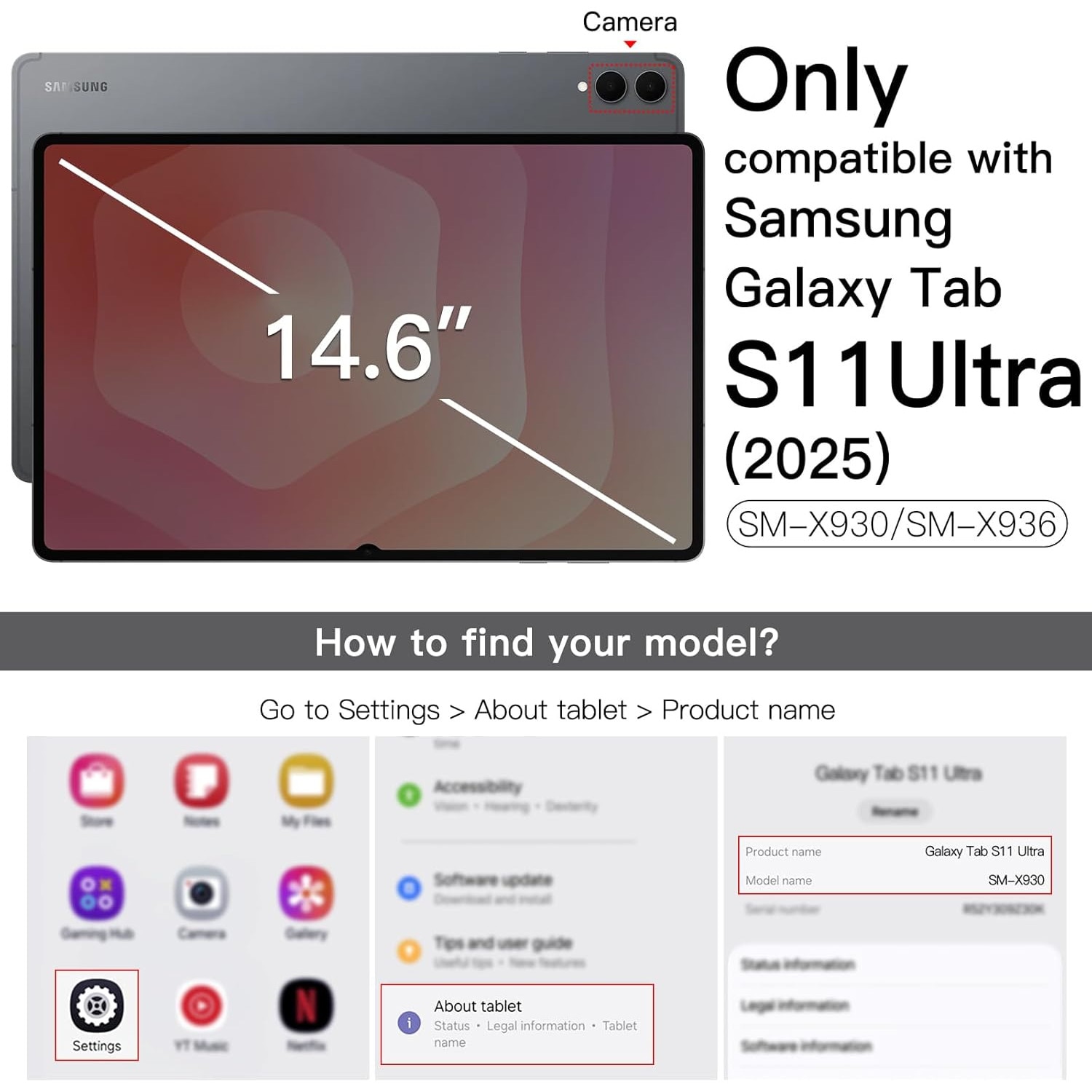 Husa Slim Sigloo, Smart Cover, Trifold, pentru Samsung Galaxy Tab S11 Utra, 2025(SM-930/SM-936)/ S12 Ultra(2026), 14.6", Star Light