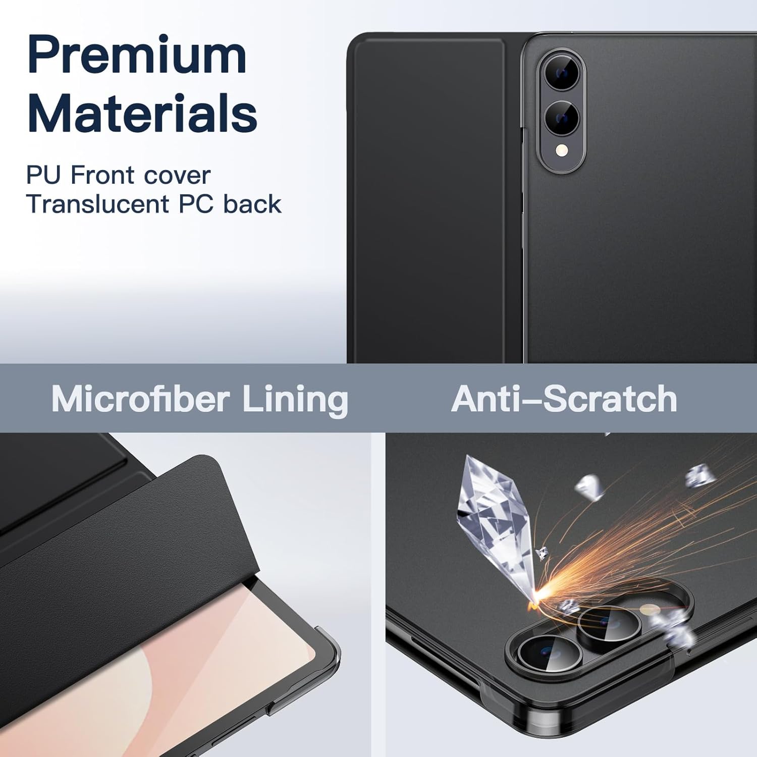 Husa Slim Sigloo, Smart Cover, Trifold, pentru Samsung Galaxy Tab S11 Utra, 2025(SM-930/SM-936)/ S12 Ultra(2026), 14.6", Star Light