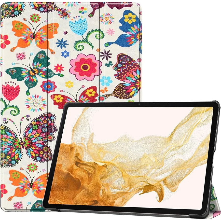 Husa Slim Sigloo, Smart Cover, Trifold, pentru Samsung Galaxy Tab S10 FE+ (SM-X620), 13.1", Fluturi