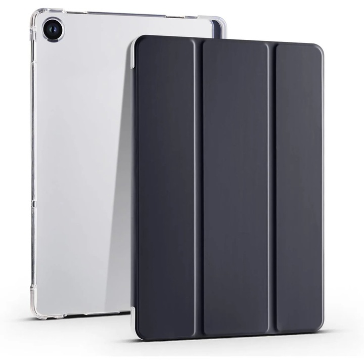 Husa Slim Sigloo, Smart Cover, Trifold, pentru Samsung Galaxy Tab S11 Utra, 2025(SM-930/SM-936)/ S12 Ultra(2026), 14.6", Spatele Transparent si suport Smart Pen, Negru