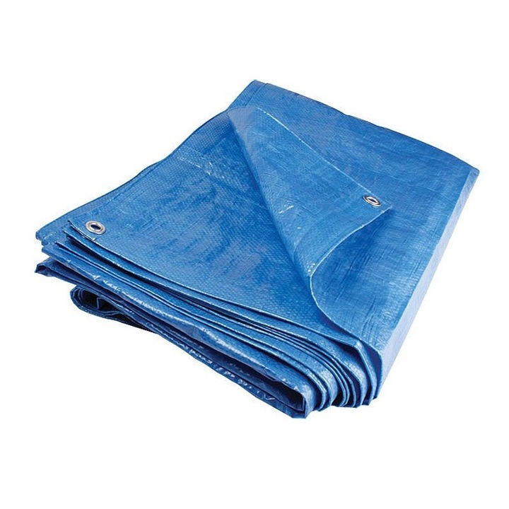 UV устойчив водоустойчив брезент, 3x4 метра, 80 g / кв.м, закрепващи халки, син