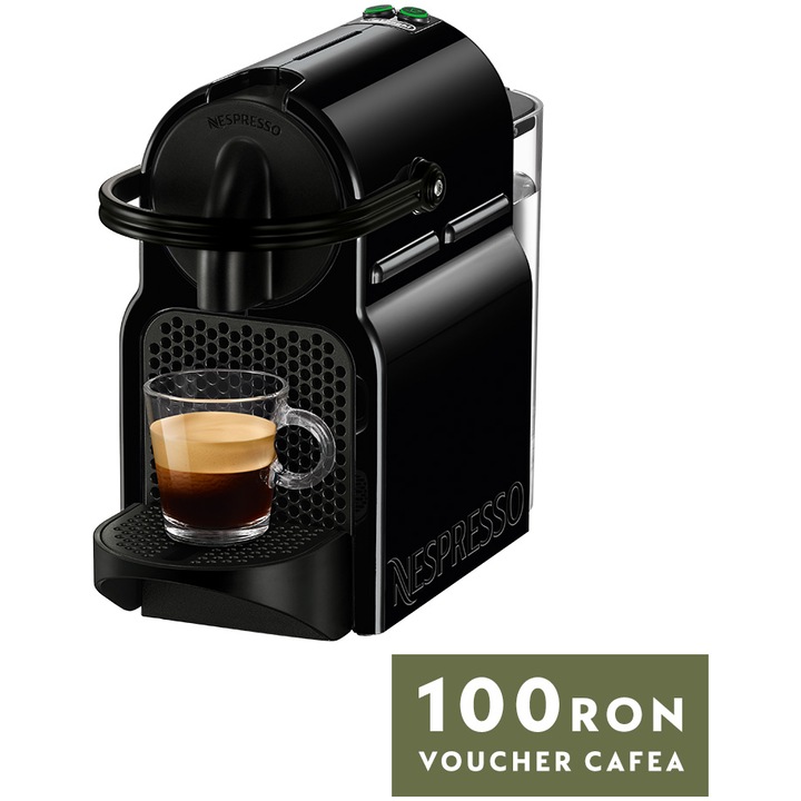 Espressor Nespresso De'Longhi Inissia EN80.B, 1260W, 19 Bar, 0.7L, Negru + set capsule degustare