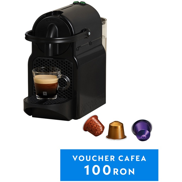 Espressor Nespresso by De'Longhi Inissia Black, 19 bari, 1260 W, Negru, set capsule degustare inclus