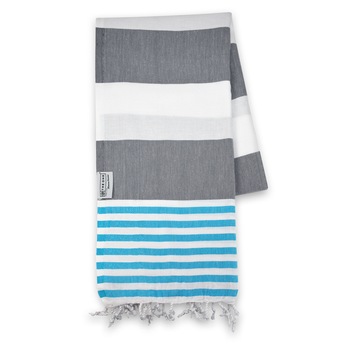 Prosop plaja Marine Antracit/Turcoaz, 100x180 cm, 100% bumbac Terry Selection Prosop plaja Marine Antracit/Turcoaz, 100x180 cm, 100% bumbac Terry Selection