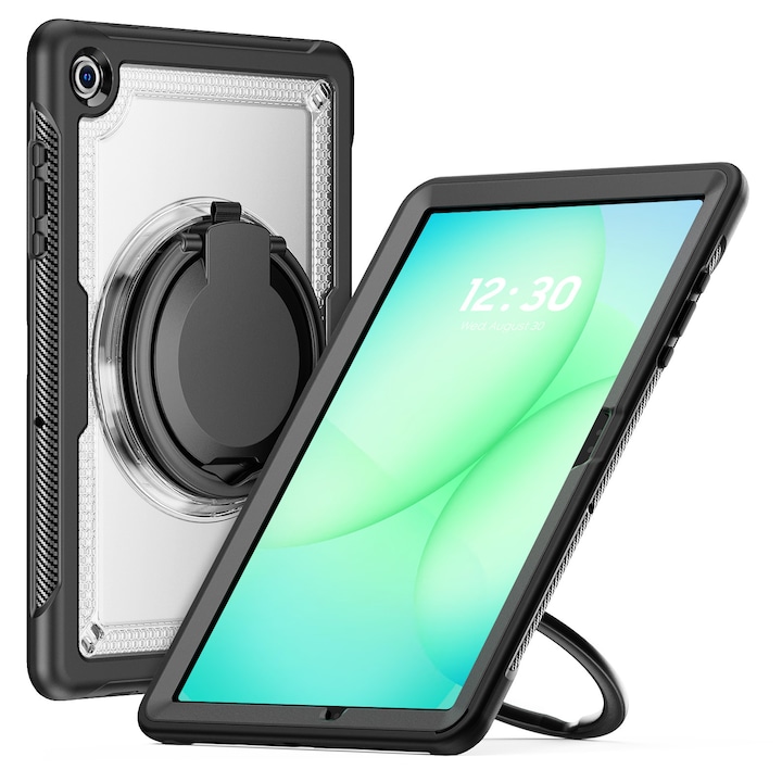 Husa antisoc pentru tableta, Supero, protectie full-body policarbonat + silicon, fereastra policarbonat 4H, etansari praf/nisip, maner rotativ 360° cu suport reglabil, compatibil Samsung Galaxy Tab A11 Plus 11" (SM-X230/X235/X236) si A9 Plus 11"