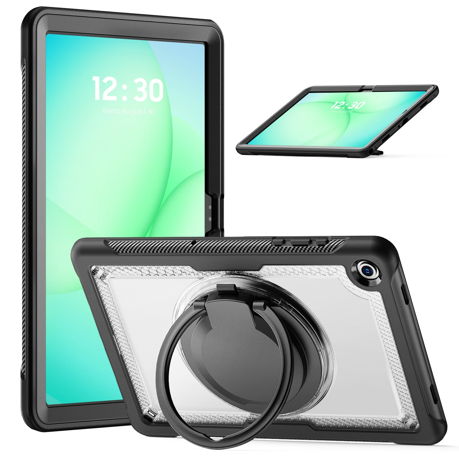 Husa antisoc pentru tableta, Supero, protectie full-body policarbonat + silicon, fereastra policarbonat 4H, etansari praf/nisip, maner rotativ 360° cu suport reglabil, compatibil Samsung Galaxy Tab A11 Plus 11" (SM-X230/X235/X236) si A9 Plus 11"