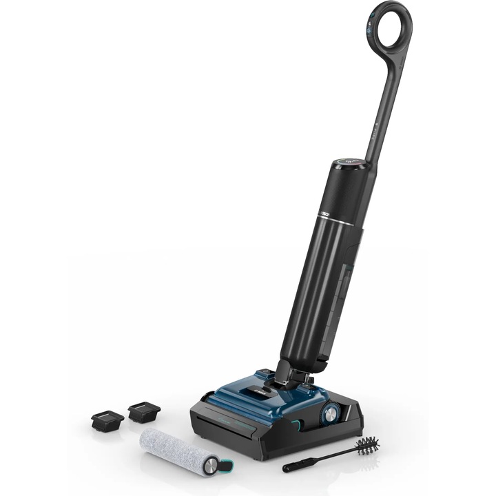 Aspirator vertical cu spalare Bosch BHF61BM, Putere de aspirare 24000Pa, Autonomie 40 min Auto/30 min Turbo, Autocuratare & uscare, Rola autostoarcere & antiincurcare, Dozare solutie automata, Asistenta bidirectionala, Negru