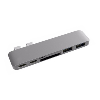 Adaptor HUB Aluminiu Pro Type-C la 6 in1 SD/Micro Card Reader pentru MacBook si dispozitivele cu tip C - Phuture® Adaptor HUB Aluminiu Pro Type-C la 6 in1 SD/Micro Card Reader pentru MacBook si dispozitivele cu tip C - Phuture®