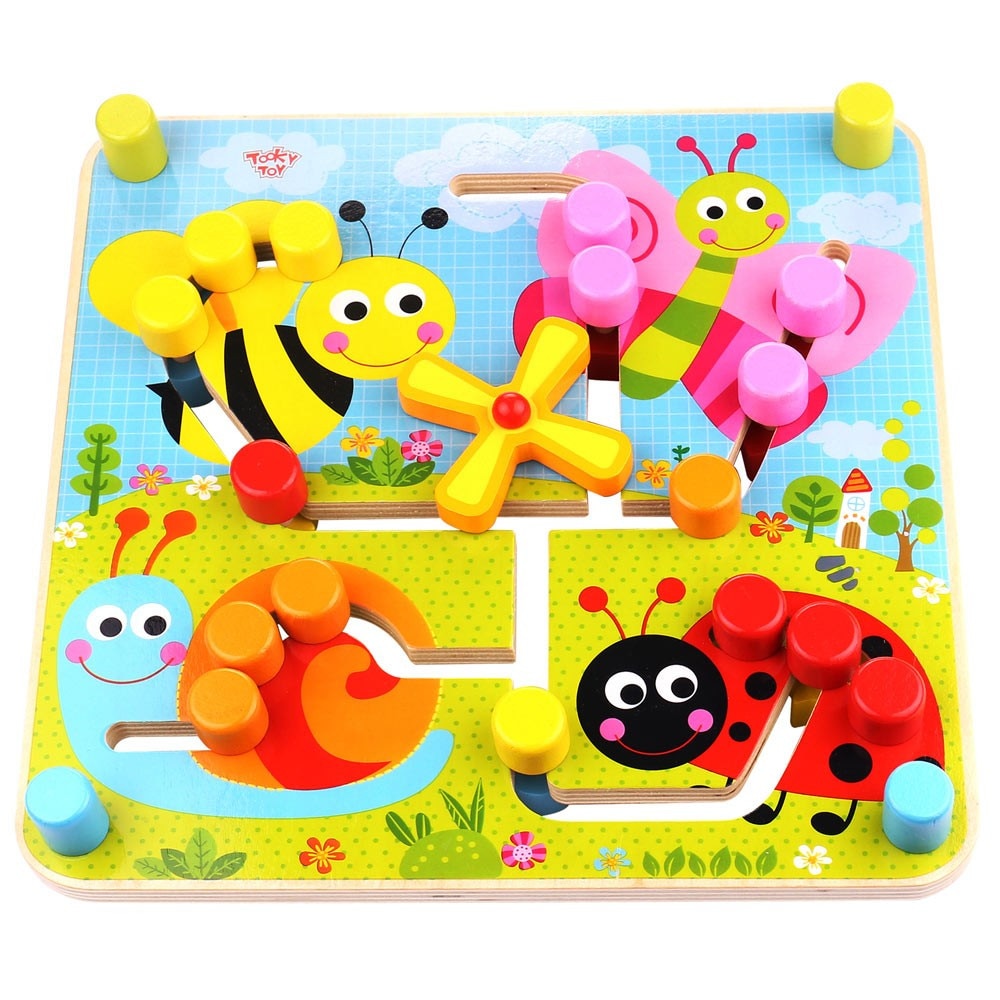 Jucarie Tooky Toy Labirint reversibil din lemn