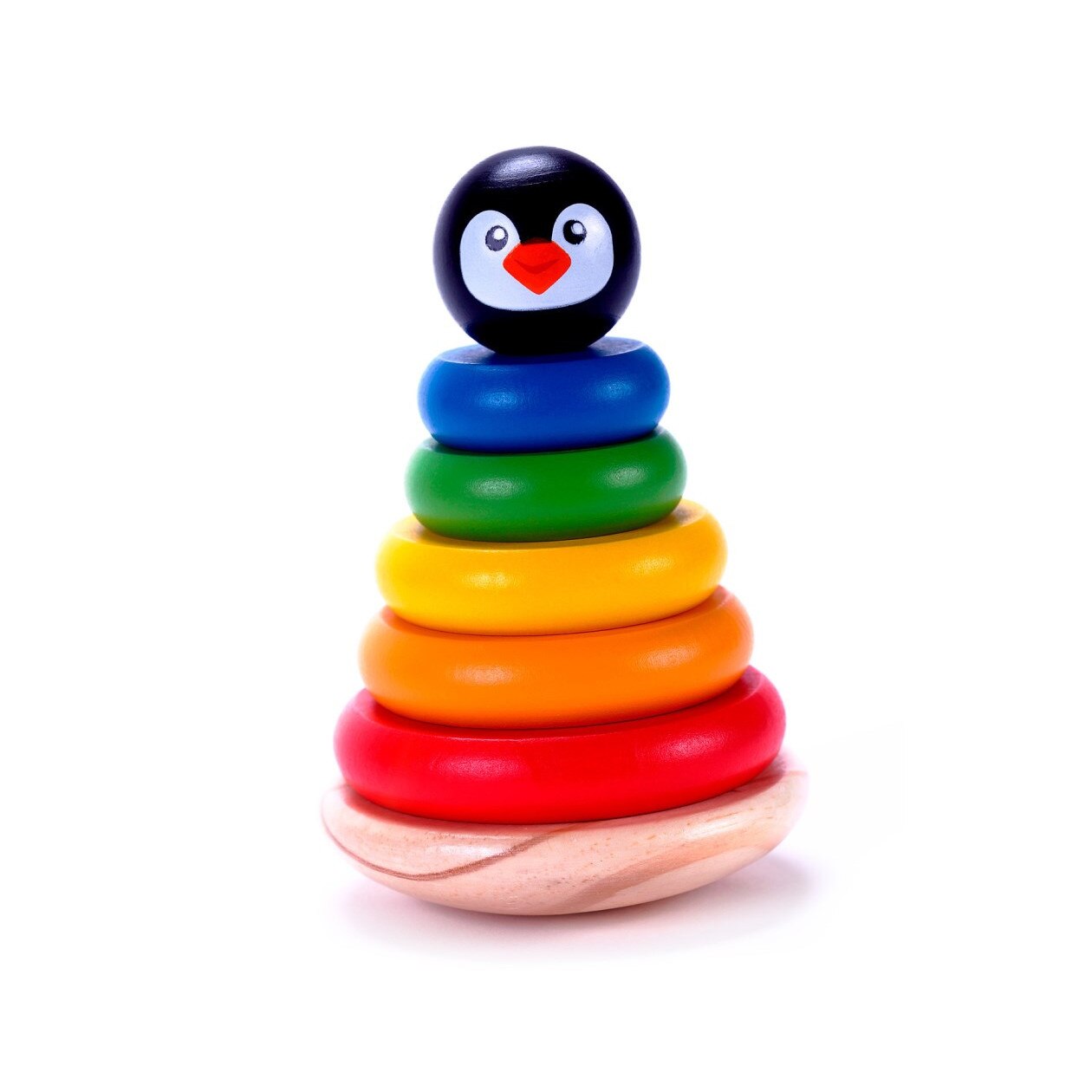 Jucarie de stivuit Tooky Toy Pinguin turn, lemn