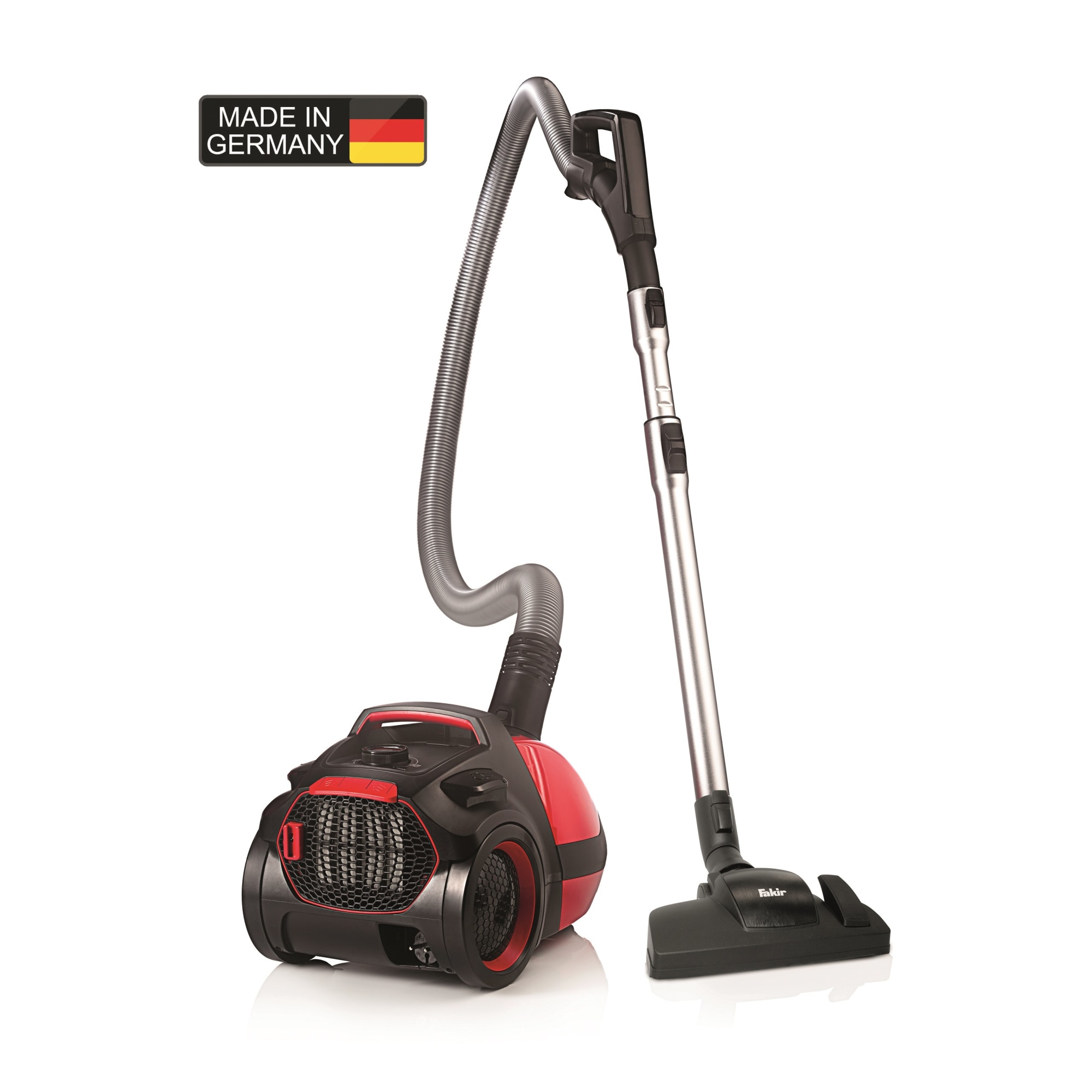 Aspirator cu sac Fakir AirWave TS2400, A+AA, Fabr. in Germania, Filtru ULPA anti-alergii, 500 W, 70dB, Sac 4.5 l, Perie parchet, Tub telescopic, Rosu/Negru